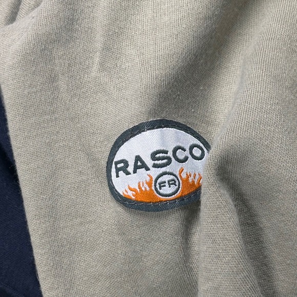 RASCO‎ FR Flame Resistant Khaki Navy Henley Long Sleeve Shirt 2XL READ - Picture 5 of 14